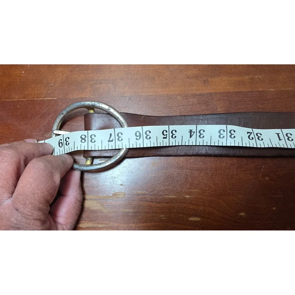 Levis‎ Leather Belt Mens XL Dark Brown Silver Buckle Casual Work Wear